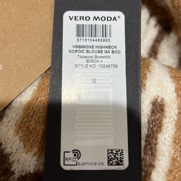 Vero Moda Simone high neck Nordic sweater Brown NWT - Picture 10 of 12